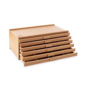 Bx-wd46 7 Elements 6 Drawer Wooden Artist Storage Supply Box For Pastels Pencils Pe