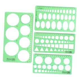 560751 Abeillo 4pcs Geometric Template Rulers Modern Plastic Circle And Oval Stencils For