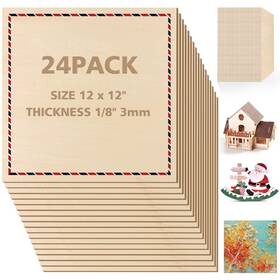 Bws20230607 Adrattnay Basswood Sheets 3mm - 1/8 X 12 Inch 24pcs Square Laser Basswo
