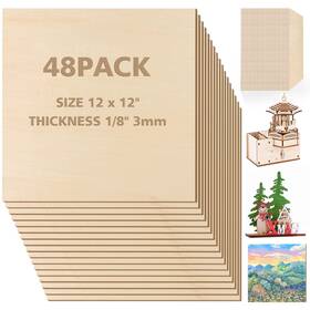Nbs20230810 Adrattnay Basswood Sheets 3mm - 1/8 X 12 12inch 48pcs Square Laser Basswoo