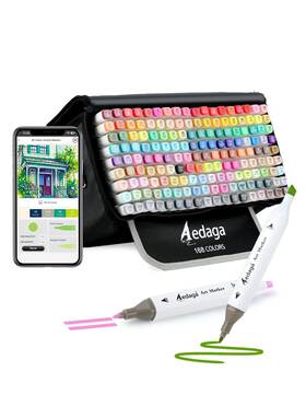 B0f52kxg8d Aedaga 168 Colors Dual Tip Alcohol Markers With Free App And Kickstand Case