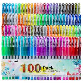B073pxwwjg Aen Art 100-color Glitter Gel Pens Neon Set 30% More Ink For Adult Coloring Journaling