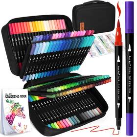 B0fn74yqrv Aen Art 120 Colors Dual Tip Brush Pens Markers Adult Coloring Books Artist Draw Sket