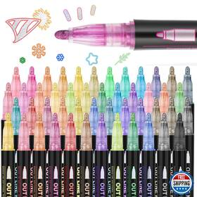 B0fc276n2m Aenmt 48 Colors Outline Double Line Shimmer Marker Pens For Christmas Greeting Cards