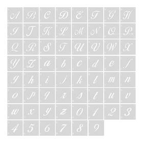 B13112 Aiex 62 Pieces Alphabet Calligraphy Stencils 2.5 Cm Farmhouse Style