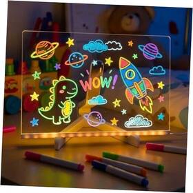 Drawpad20x30-12p Airuntek Led Light Up Acrylic Message Board With 12 Neon Pens - Inch X 8 Erasable Glow