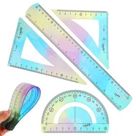 Rwiu61xsm Aiyorse 580068 1 Set Flexible Ruler Math - Includes Protractor Triangle Rulers 12 Inch