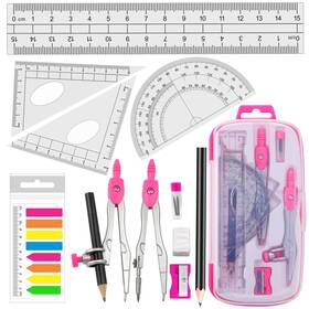 21061001p Akuoly Maths Compasses Full Starter Geometry Kit With 2 Drafting Protracto