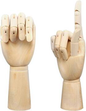 0226 Alikeke 313052539580 2 Pack 7 Inch Wooden Hand Model Flexible Moveable Fingers Manikin Figure Left Right