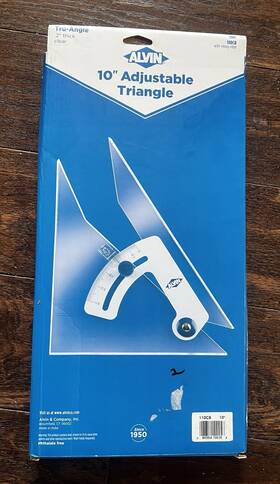 110cb Alvin 110c Tru-angle Adjustable Triangle With Inking Edge Aluminum New - 10 Inches