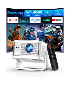 350max Alwtniet Android 14 Mini Projector With 4k 8k Support Smart Wifi And B