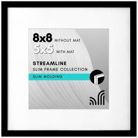 Lx0808blk55 Americanflat 8x8 Picture Frame With Shatter-resistant Glass - Use As 5x5 Fram