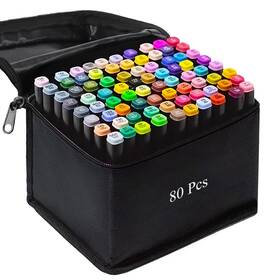B0cnnjmb1v Amuizc 80 Colors Alcohol Markers Set Dual Tip Permanent Art Drawing Sketch For Kids Ad