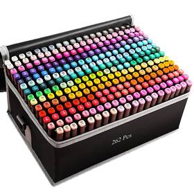B0cnnlvkjp Amuizc 262 Colors Alcohol Markers Set Dual Tip Permanent Sketch With Case For Kids And Adu