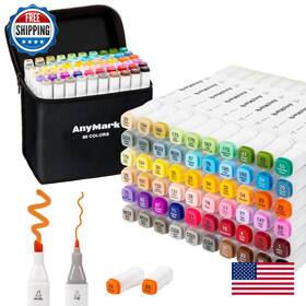 B0bwh7cwfw Anymark 60 Colors Dual Tip Alcohol Markers Art Set For Kids And Adults