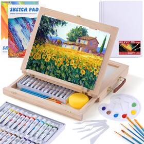 70001b Aotemoon 54 Pieces Watercolor Paint Set With Tabletop Easel Stand Complete Starter Pa