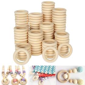 Apacali 613965478038 300 Pcs Wooden Rings For Crafts 1.6 Inch Smooth Solid Natural Unfinished Wood