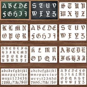Qjtfmr44 Aplzgmg 713017 1 10 Pcs Gothic Old English Letter Stencils For Painting X 6 Inch Alphabet