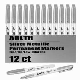 B0cbjnj24y Arltr 12 Pack Silver Metallic Permanent Markers - Fine Tip Multi-surface