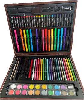 100-peice Art 101 100-piece Wood Set Crayons Pastels Pencils Watercolors Markers Etc