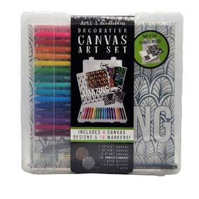 30026 Art 101 Doodlebliss Decorative Canvas Coloring Set 2 18 Markers