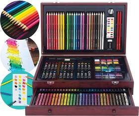 53142mb Art 101 Set Wood Drawing Case Piece 142 Kids Lot New Painting 3 Artist