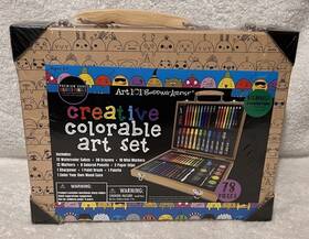 56078 Art 101 Budding Artist Set For Kids 78 Pieces Creative Colorable Wood Case Age 6