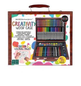 Art 101 673468540786 Budding Artist 78 Piece Creative Colorable Wood Case Set For Kids