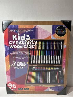 Art 101 673468550969 Budding Artist Kids Creativity Wood Case 96 Pieces Ages 8 New Sealed