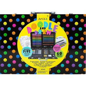 61072 Art 101 Usa Doodle And Draw 60 Piece Set In A Colorful Carrying Case Multi