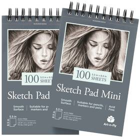 Art-n-fly 748528954206 Sketchpad For Travel And Portable Sketch Work - Two Pack Spiral Bou