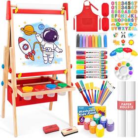 A01red Artally Art Easel For Toddlers Kids Adjustable Standing With Magnetic Chal