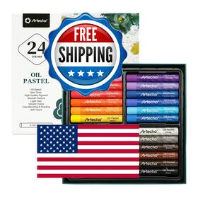 B094q869rw Artecho Oil Pastels 24 Colors Set - Soft Blending For Art Painting Drawing