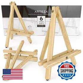 B07mqg3w5b Arteza Tripod Easel Pack Of 6 12 Inches Natural Pine Wood Finish For Small To