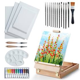 B0cgh7v59g Artify Art Supplies Kit Tabletop Easel Set 12 Acrylic Paints 13 Paint Brushes 4