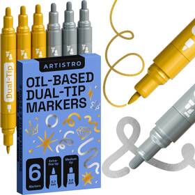 Wc100br Artistro 850061713575 6 Gold And Silver Permanent Markers Metallic Paint Pen Oil Based Mar