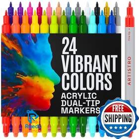 B0cp48jpch Artistro 24 Acrylic Paint Markers Dual Tip For Rock Fabric Wood Glass Craft