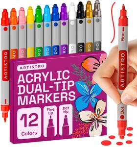 B0cp4bsgh2 Artistro 12 Dual-tip Acrylic Paint Markers For Rock Fabric Wood Glass Crafts