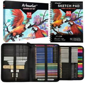 B08rhj7cnj Artownlar 72 Pack Drawing Sketching Set With 8x11 Sketchbook Pro Art Supplies