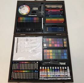 Artskills 672125046227 Premium Art Set Wood Case Deluxe Wooden Box Artist Paint And Drawing Kit