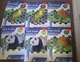Az0506 Artzone 6 2 Each New/sealed Paper Sculpt Turtles Pandas T-rex Lot
