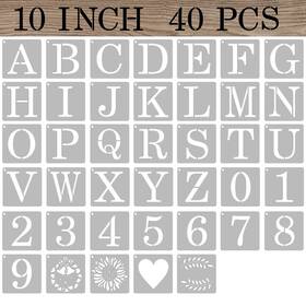 B0b3xrkd1s Asmpio 10 Inch Letter And Number Stencils 40 Pcs Reusable Plastic Craft Templates