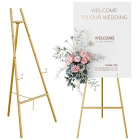 B0ff927v7c Atronor Gold Heavy Duty 4-tier Adjustable Easel Stand For Sign Art Wedding Display