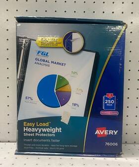 76006 Avery Easy Load Heavyweight Sheet Protectors Diamond Clear Acid Safe 250 Pack