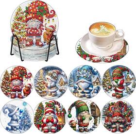 Gmzs-140 Axquilon Christmas Diamond Art Coasters Kit 4x4in 10x10cm Gnome