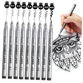 B-8050 Precision Black Micro-pen Fineliner Ink Pens Waterproof Archival Drawing