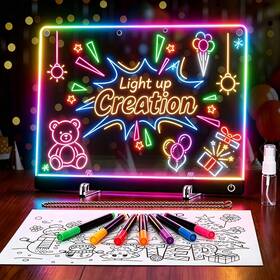 Lednb-7c4m B Bravozone Led Drawing Board For Kids 13.7 Inch Usb Light Up Tracing Tablet Full Art Set Wit