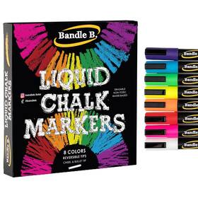 Bb-m1-400.8 Bandle B. Chalk Markers - 8 Vibrant Erasable Non-toxic Water-based Revers
