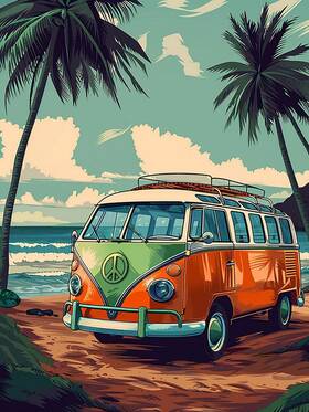 Beaudio 769464887502 Landscape Series Diamond Painting Kits For Adults- Car With Surfboard