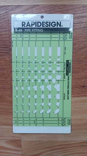 Berol 070735085412 Rapidesign R-49 Pipe Fitting Template Vintage U.s. Orders Ship Usps